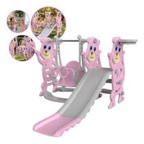 Playground infantil multiatividades 3x1 balanço escorrega rosa bw462 Playground infantil multiatividades 3x1 balanço escorrega rosa bw462