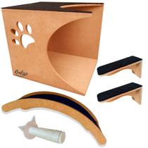 Playground para Gato Toca Rampa Escadinha Arranhador MDF crú - STILO MDF