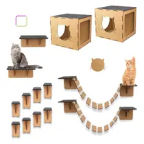 Playground para Gatos 14 Peças Parquinho Gato Pontes Nichos e Prateleiras