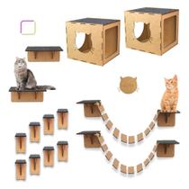 Playground Para Gatos 14 Peças Parquinho Pontes Nichos Prateleiras