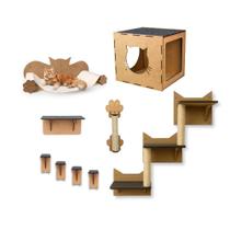 Playground para Gatos 9 pçs Nicho Arranhador Escalada Parede Rede Cama Nicho Degraus Escadinha MDF Playground para Gatos 9 pçs Nicho Arranhador Escalada Parede Rede Cama Nicho Degraus Escadinha MDF