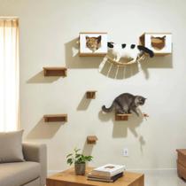 Playground para Gatos 9pçs REFORÇADO Mdf 15mm PREMIUM Resistente Montado Parque Gato Playground