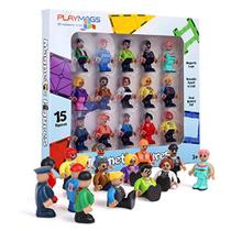 Playmags Figuras Magnéticas-Figuras Comunitárias Conjunto de 15 Peças - Play People Perfect for Magnetic Tiles - STEM Learning Toys Children - Magnetic Tiles Expansion Pack- Compatível com outras marcas