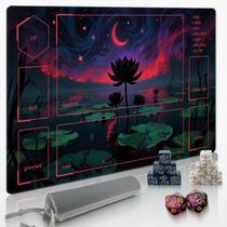 Playmat Extalas MTG TCG com bolsa de armazenamento e flor de lótus de 14 dados Playmat Extalas MTG TCG com bolsa de armazenamento e flor de lótus de 14 dados