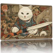 Playmat WZCJDHMJ para jogo de cartas MTG 60x35cm Gato com espada
