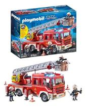 Playmobil Caminhão de bombeiros Com Escada C/ luz e Som e 3 bonecos 89 peças