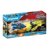 Playmobil - city action - jato da policia com drone - 70780 - Sunny Brinquedos