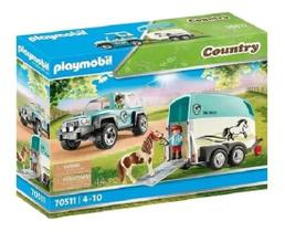Playmobil Country Carro Jipe Com Reboque Para Pónei 44 peças Playmobil Country Carro Jipe Com Reboque Para Pónei 44 peças