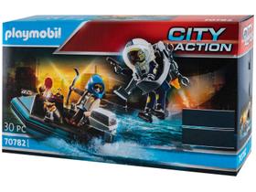 Playmobil - Polícia Com Jet Pack E Barco City Action 70782 Playmobil - Polícia Com Jet Pack E Barco City Action 70782
