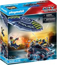 Playmobil Polícia Com Paraquedas Veículo Anfíbio 70781