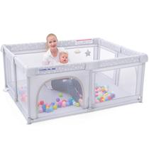 Playpen ANGELBLISS Baby Playard com portão interno/externo cinza