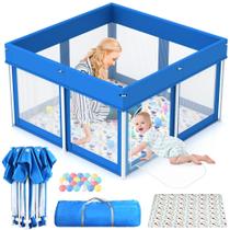 Playpen Dobrável Joyibay para Bebê - com Portão e Malha Respirável