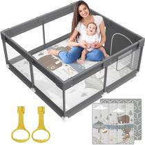 Playpen Fodoss para Bebês e Crianças Pequenas - com Tapete (Cinza Escuro) Playpen Fodoss para Bebês e Crianças Pequenas - com Tapete (Cinza Escuro)