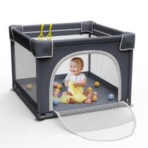 Playpen Grobeybees para Bebês e Crianças Pequenas - Malha Macia Cinza