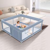 Playpen Infantil XVISHX 127x127cm - Tecido Antialérgico Cinza