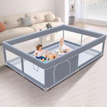 Playpen Infantil XVISHX 165x125cm - Tecido Antialérgico Cinza