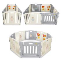 Playpen Kidzone Grey - White Baby Interactive de 8 painéis ASTM Playpen Kidzone Grey - White Baby Interactive de 8 painéis ASTM