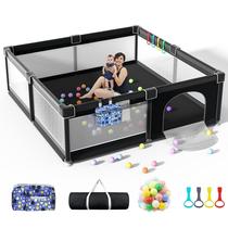 Playpen LUTIKIANG 200x180cm com portão, bolas oceânicas e bolsa de armazenamento