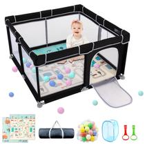 Playpen PUSEGA 71x59cm com Tapete e Porta com Zíper para Bebês - Preta