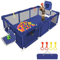 Playpen SZBOB Large para bebês e crianças pequenas com caixa de bolas azul