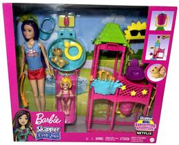 Playset Conjunto Boneca Menina Skipper Parque Aquático Profissões Profissão Salva Vidas Acompanha Acessórios Toboágua E Mini Pet Mattel