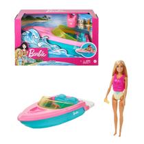 Playset de boneca Barbie e barco de brinquedo com cachorrinho de estimação, colete salva-vidas e muito mais Playset de boneca Barbie e barco de brinquedo com cachorrinho de estimação, colete salva-vidas e muito mais