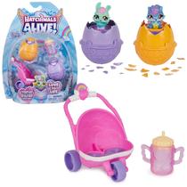 Playset Hatchimals Alive Hatch N' Stroll com carrinho de bebê Toy 3+