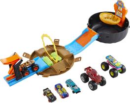 Playset Hot Wheels Monster Trucks - 3 Caminhões e 4 Carros