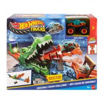 Playset Hot Wheels Monster Trucks Com Mega-Wrex e Crocodilo MATTEL