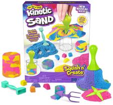 Playset Kinetic Sand Squish N' Create - 400ml de Areia e 5 Ferramentas