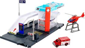 Playset Matchbox Cars Action Drivers Helicopter Rescue