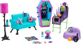 Playset Monster High Student Lounge - Com Móveis, 2 Pets e Acessórios