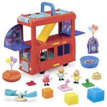 Playset Peppa Pig 2 em 1 - Ônibus de Festa com 3 Bonecos e 13 Acessórios