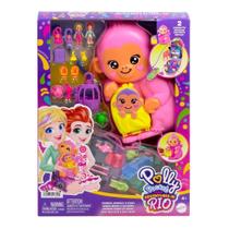 Playset Polly Pocket 2 em 1 - Bonecas com Mamãe Macaco e Bebê e Animais de Estimação