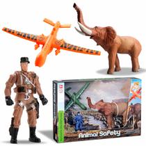 Playset Santuário Dos Elefantes Com Avião De Resgate Soldado E Elefante Realista