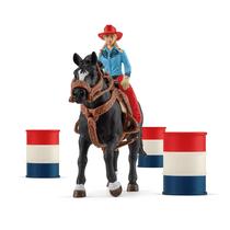 Playset Schleich Farm World 3-Barrel Rodeo Racing com cavalo, 7 unidades