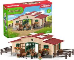 Playset Schleich Horse Barn and Stable com 2 brinquedos de pônei de 3 anos ou mais