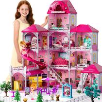 Playset Villa JUKUDAHU para meninas de 3 a 7 anos com 2 bonecas e móveis