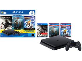 PlayStation 4 Mega Pack V18 2021 1TB 1 Controle - Preto Sony com 3 Jogos na Memória Voucher 3 Meses