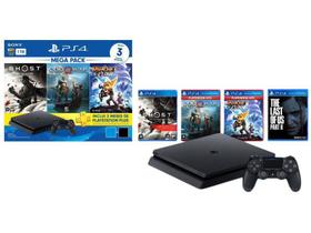 PlayStation 4 Mega Pack V18 2021 1TB 1 Controle - Preto Sony + The Last of Us Part II para PS4