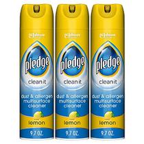 Pledge Dust & Allergen Multisurface Cleaner Spray, Works on Leather, Granite, Wood, and Inoxidless Steel, Multi, Lemon, 9.7 Ounce (Pack of 3)