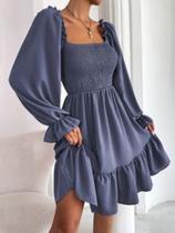 Plissado Bainha de Ruffle Folhado Simples Boho Vestido Plissado Bainha de Ruffle Folhado Simples Boho Vestido