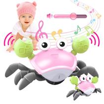 Plnmlls de brinquedo Crawling Crab Baby com música e LED rosa claro