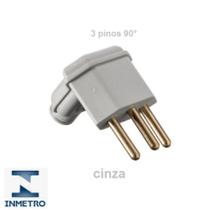 Plug 3 Pinos 10A 90G Cinza
