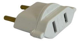 Plug Adaptador De Plugue Chato 10a Bipolar Para Tomada Branco