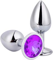 Plug an@l de alumínio pequeno com pedra - Cores diversas (roxo, azul ou vermelho) -