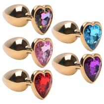 Plug anal aço dourado coração