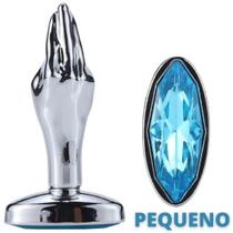 Plug Anal Aço Inox Pequeno com Formato de mão e Joia na Base