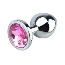 Plug Anal Aço Inoxidável Base Redondo Jóia Cromado Sex Shop
