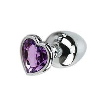 Plug Anal Aço Inoxidável Tam.g Formato Coração Azul Claro